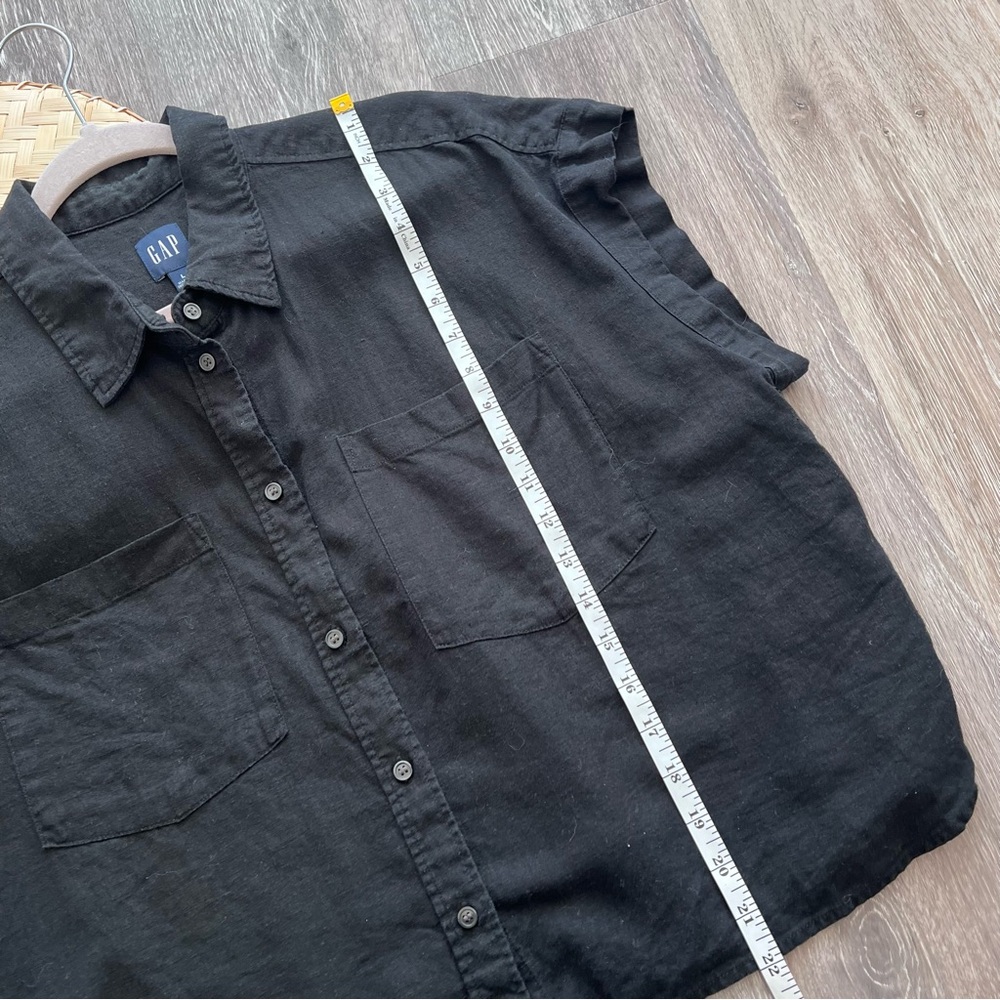 GAP linen blend crop shirt black button down‎ - Picture 4 of 8